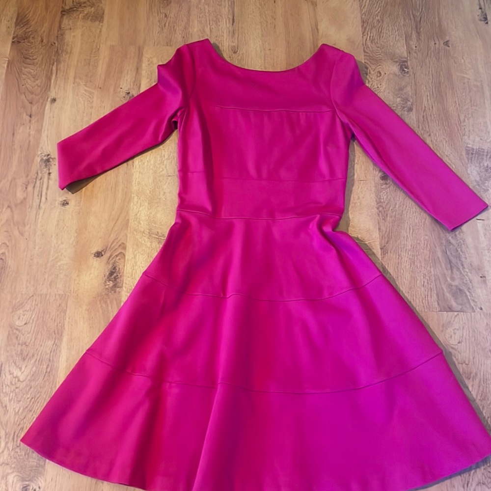 Pink scoop back flare dress